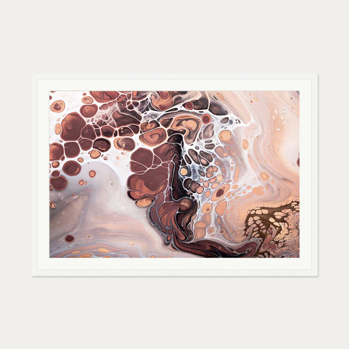 Pink Abstract Marble II Wall Art Print — 70 x 100 cm — White Frame