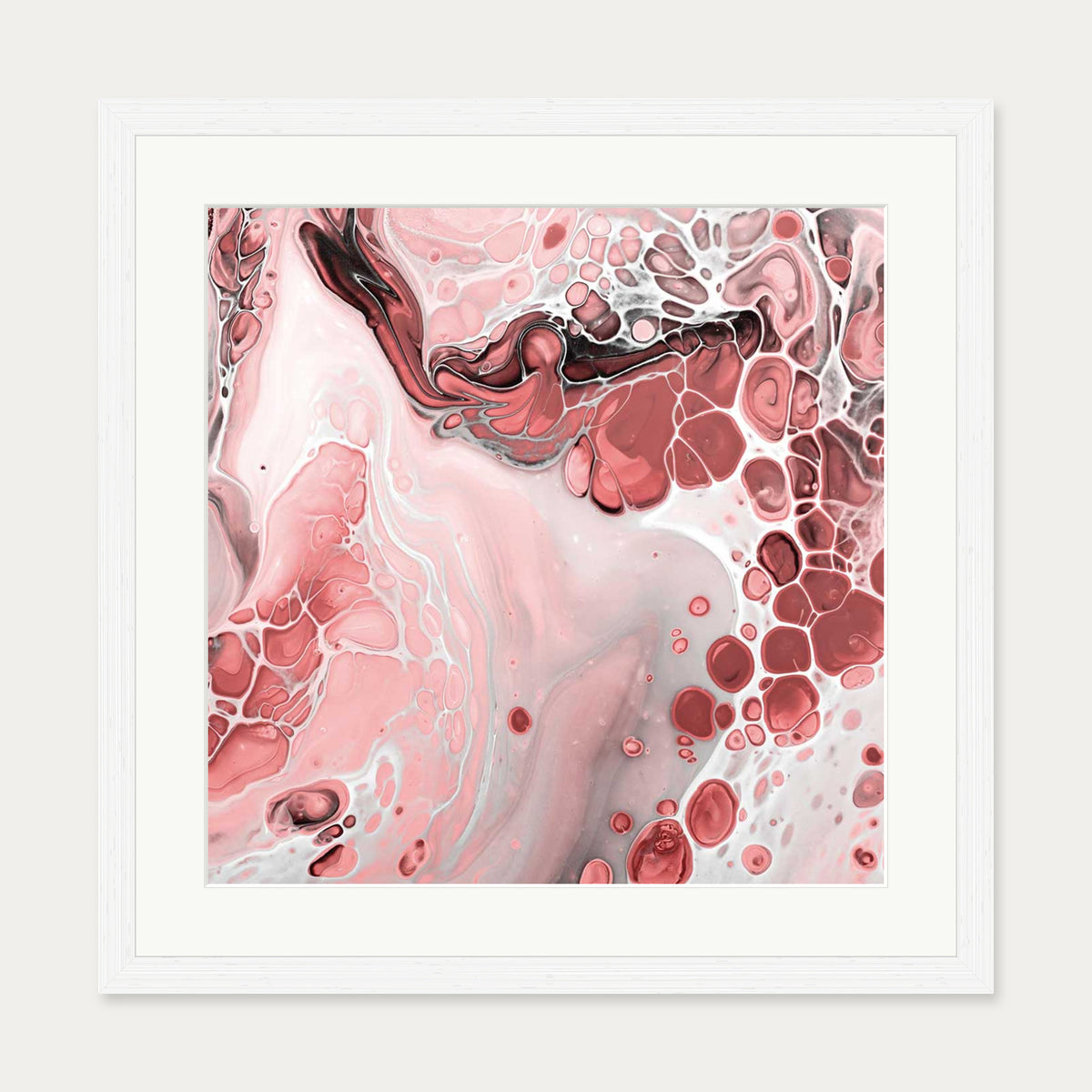 Pink Abstract Marble III Art Print — 50 x 50 cm — White Frame