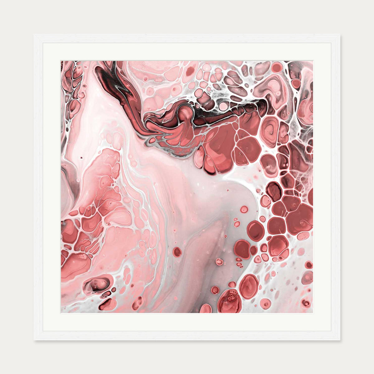 Pink Abstract Marble III Art Print — 70 x 70 cm — White Frame