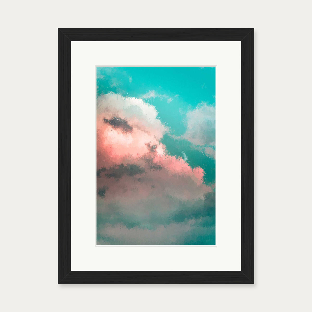 Pink And Teal Sky Art Print — 30 x 40 cm — Black Frame