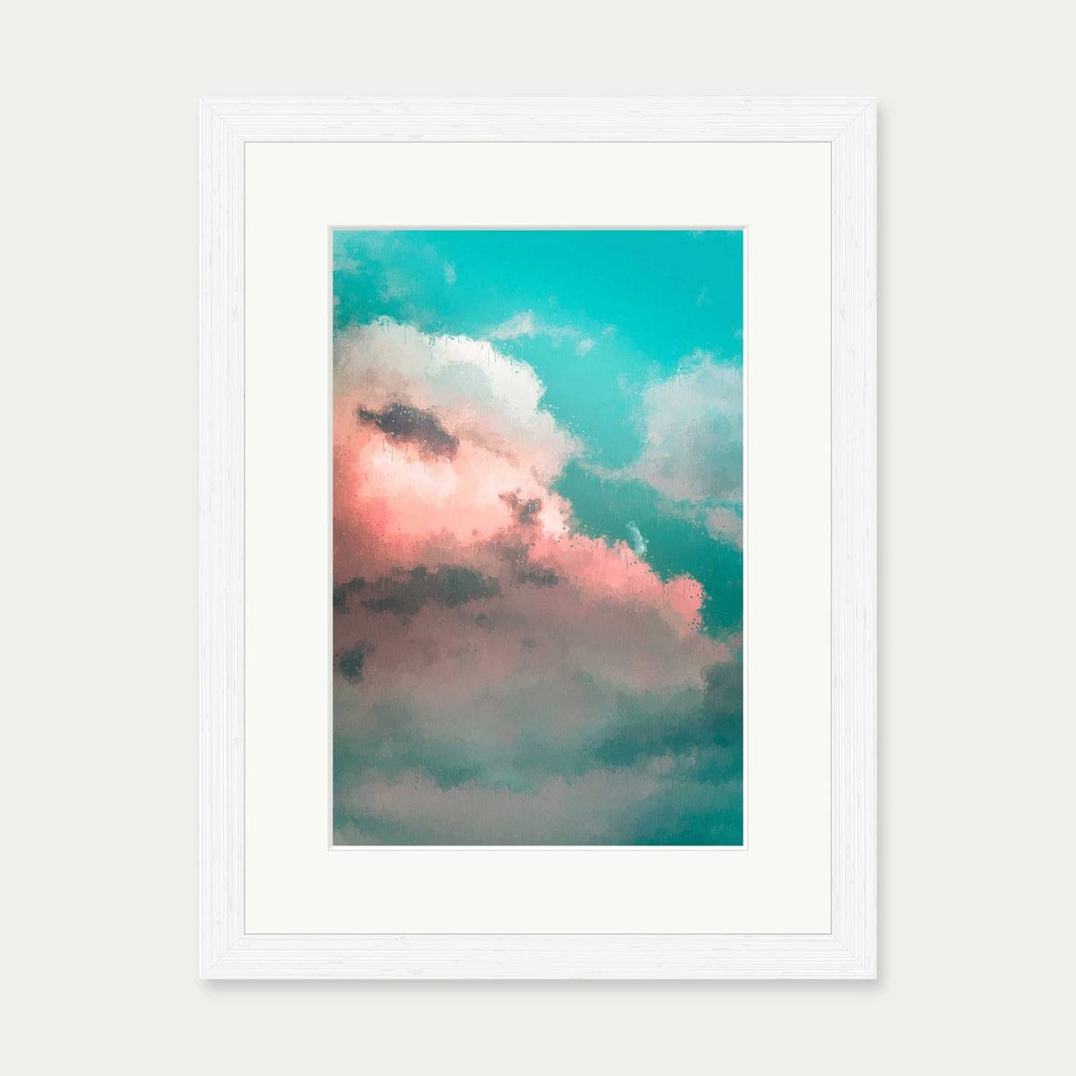 Pink And Teal Sky Art Print — 30 x 40 cm — White Frame