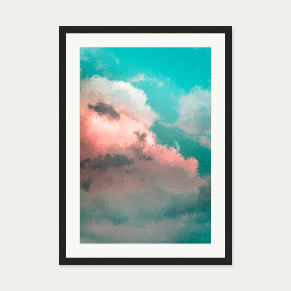 Pink And Teal Sky Art Print — 50 x 70 cm — Black Frame