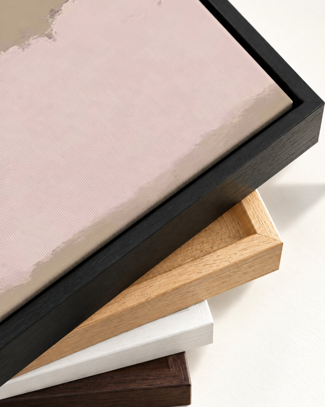 Pink Light At Dawn Canvas Art — framed canvas corner and wrapped canvas detail