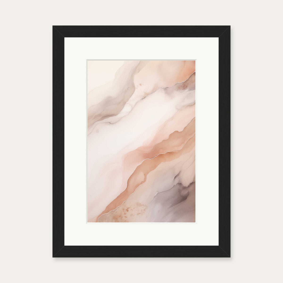 Pink Marble Art Print — 30 x 40 cm — Black Frame