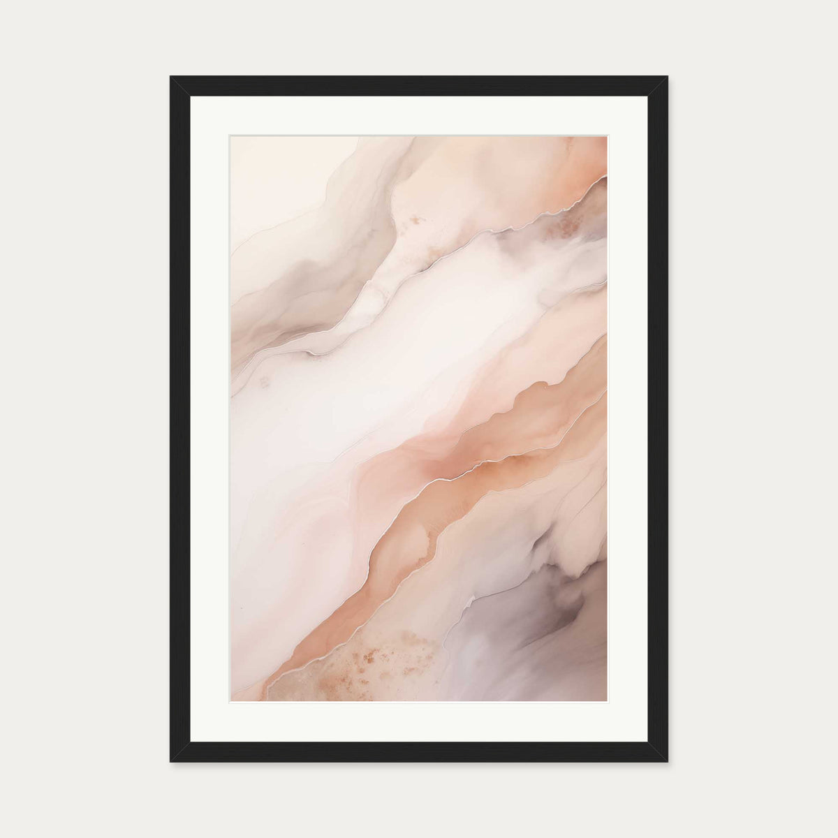Pink Marble Art Print — 50 x 70 cm — Black Frame