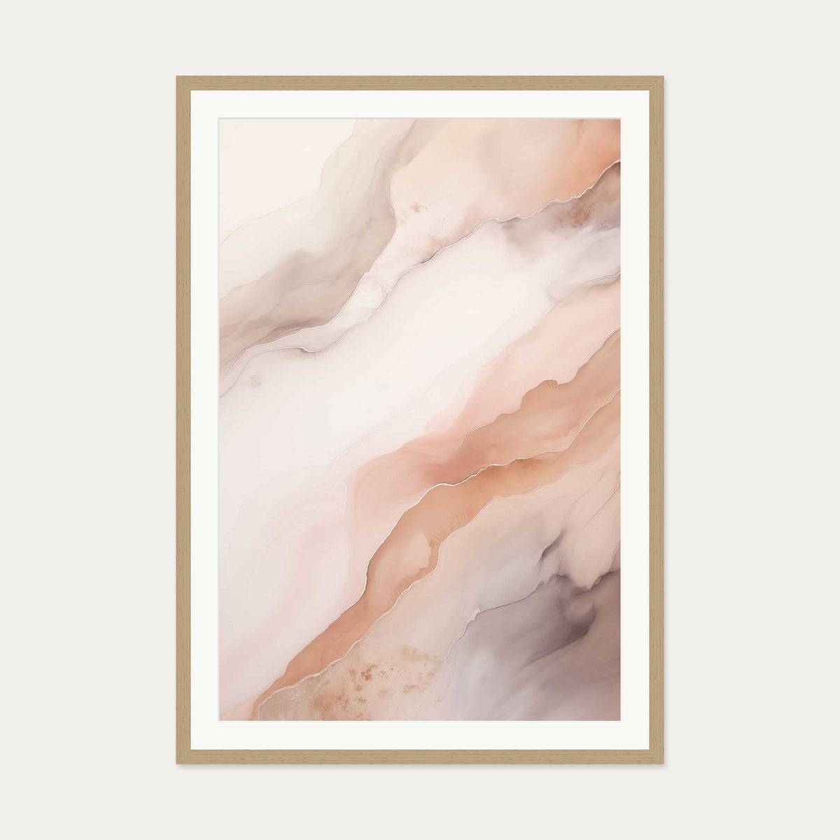 Pink Marble Art Print — 70 x 100 cm — Oak Frame