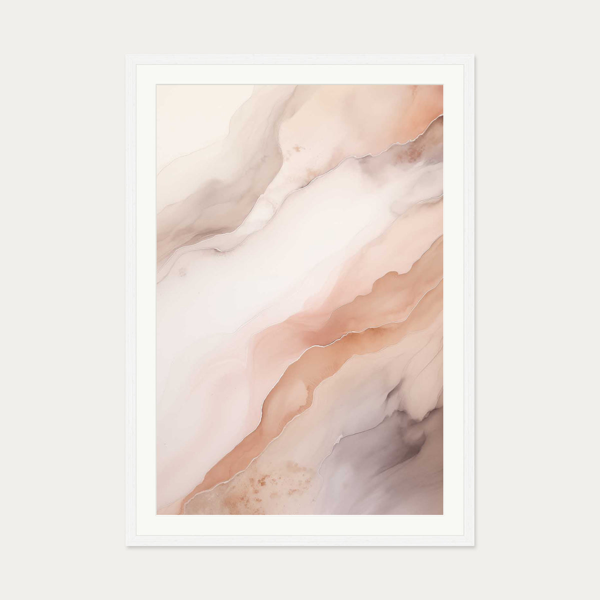 Pink Marble Art Print — 70 x 100 cm — White Frame