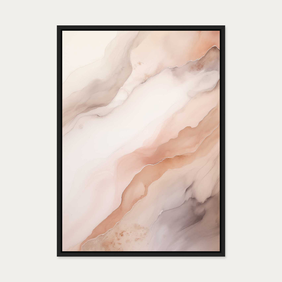Pink Marble Canvas Art — 50 x 70 cm — Black Frame