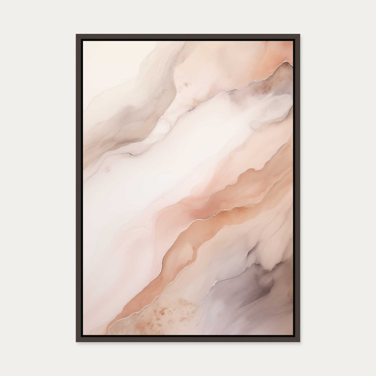 Pink Marble Canvas Art — 50 x 70 cm — Brown Frame