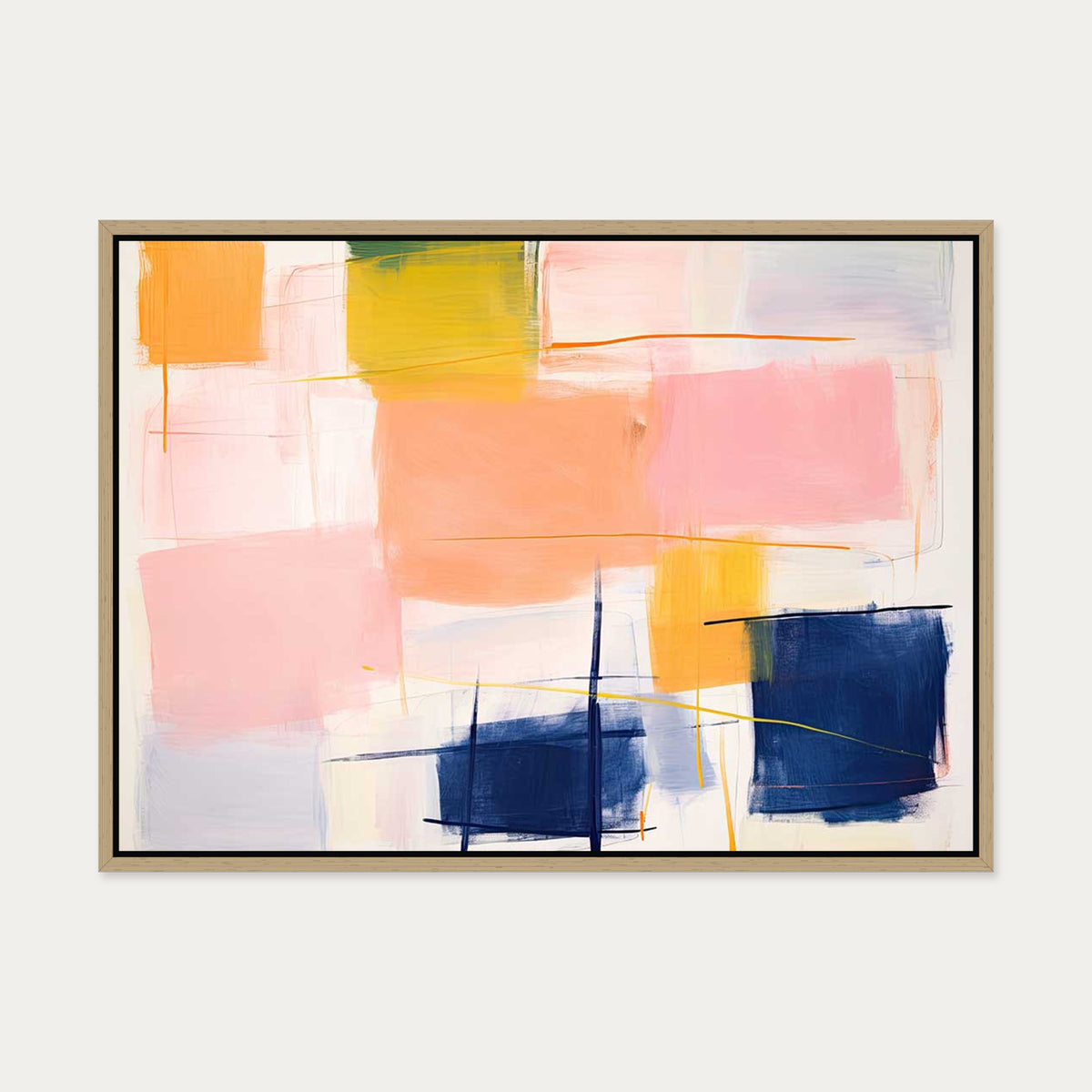 Playful Palette Canvas Art — 50 x 70 cm — Oak Frame
