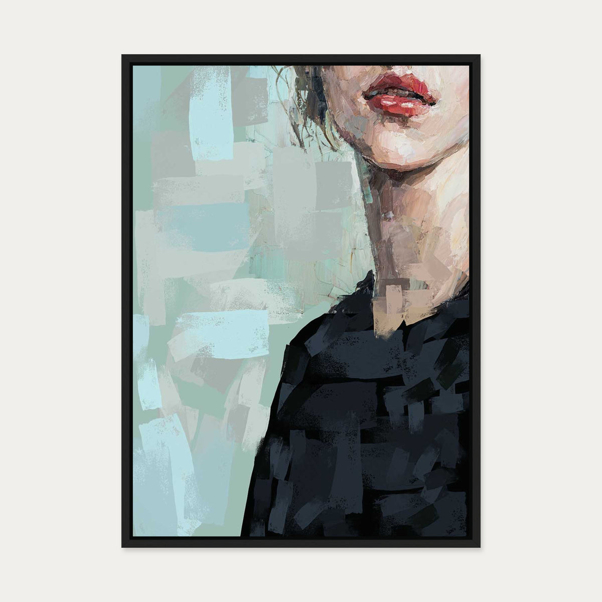Portrait Of A Woman Canvas Art — 50 x 70 cm — Black Frame