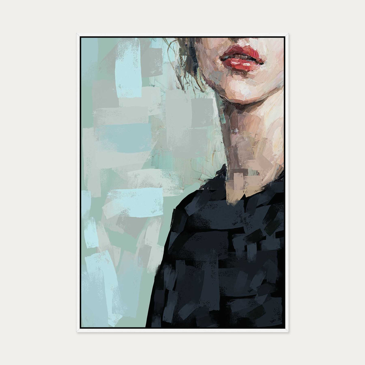 Portrait Of A Woman Canvas Art — 70 x 100 cm — White Frame