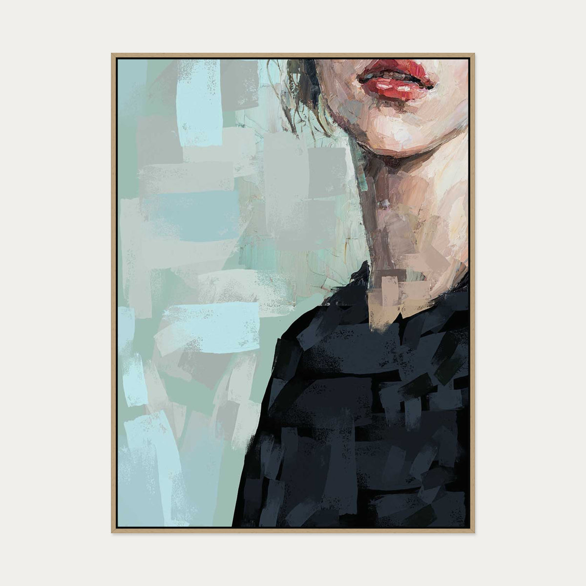 Portrait Of A Woman Canvas Art — 90 x 120 cm — Oak Frame