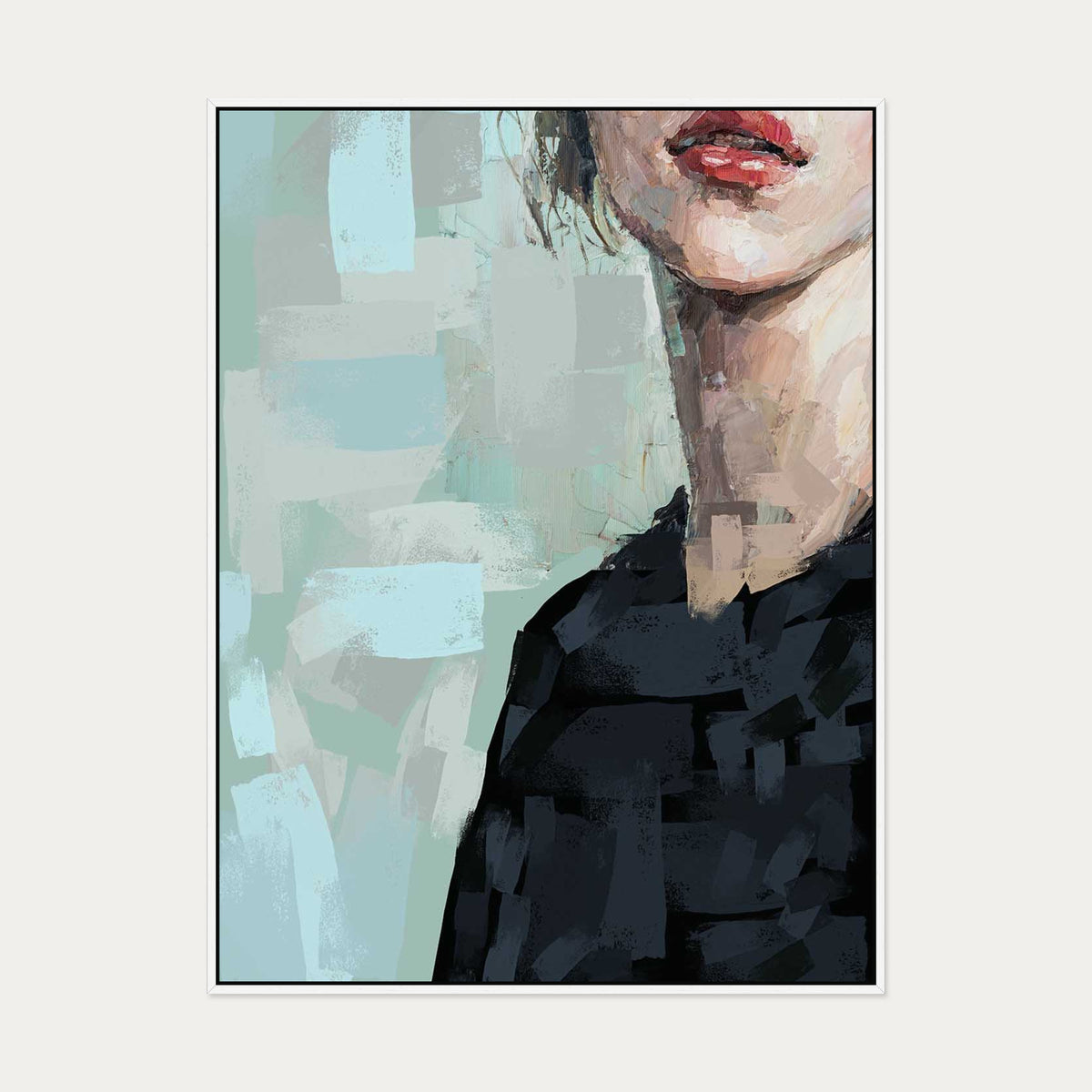 Portrait Of A Woman Canvas Art — 90 x 120 cm — White Frame