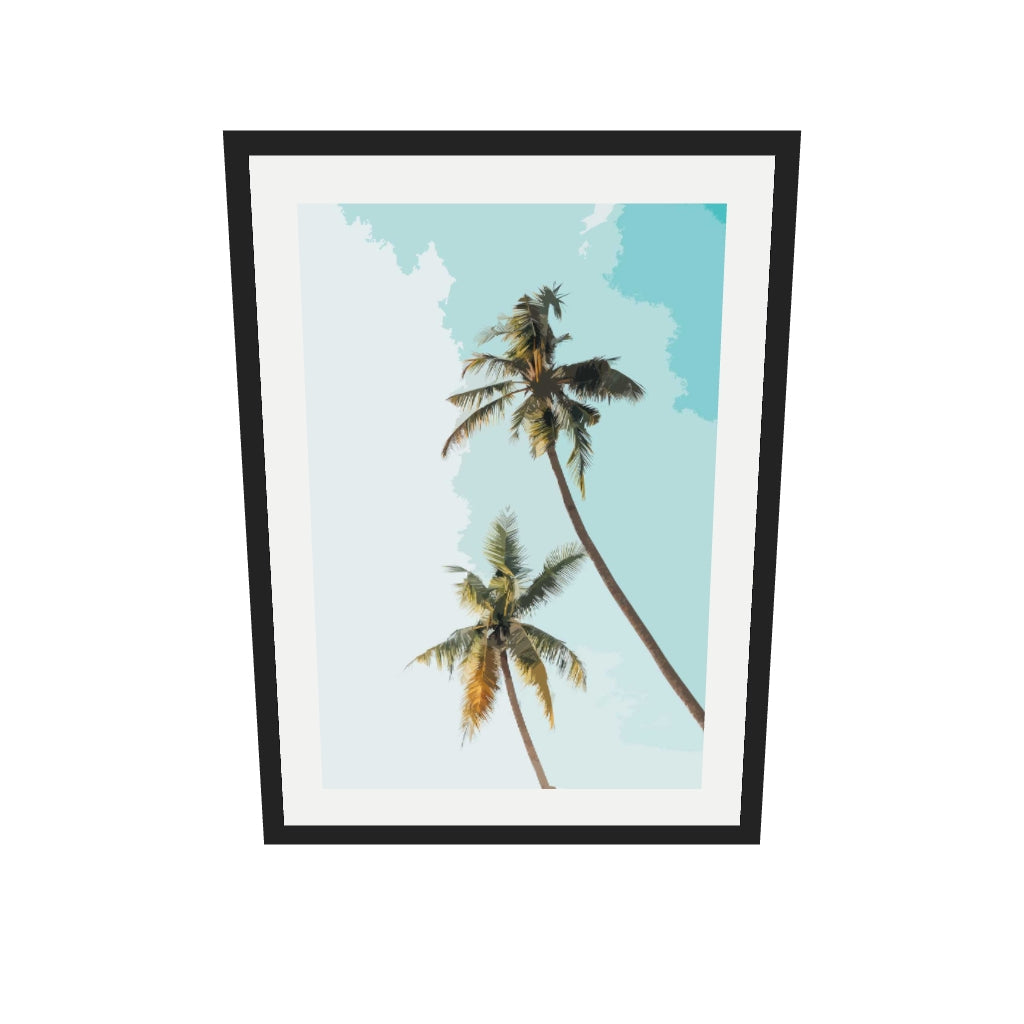 [ah-ar-v1:7440278670091fd8ce408271] Palm Trees Illustrated Art Print — 50 x 70 cm, black frame (AR scale)