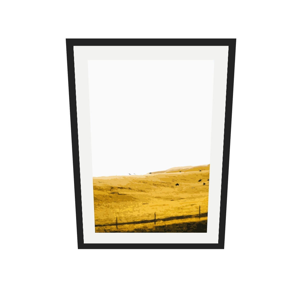 [ah-ar-v1:7985e209dfdb1443b7bcf6b8] Yellow Fields Of Gold Art Print — 50 x 70 cm, black frame (AR scale)