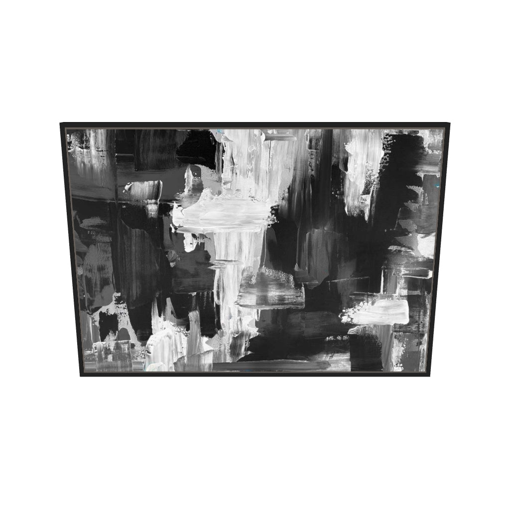 [ah-ar-v1:ac9cb1e58fc9859f5c2f9b64] Monochrome Waterfall Canvas Art — 70 x 100 cm, black frame (AR scale)