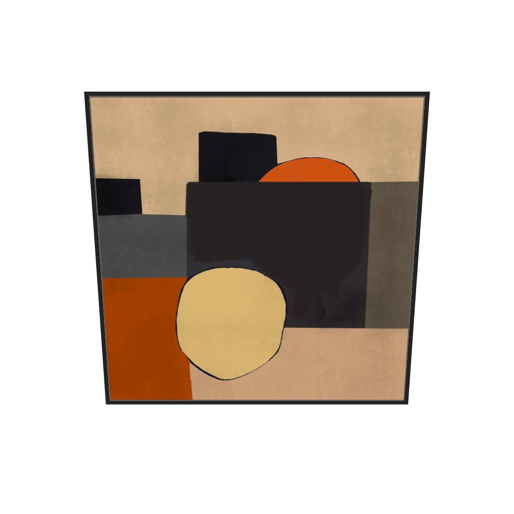 [ah-ar-v1:7d54a30ae2527ae42e1519ab] Mid Century Abstract III Canvas Art — 100 x 100 cm, black frame (AR scale)