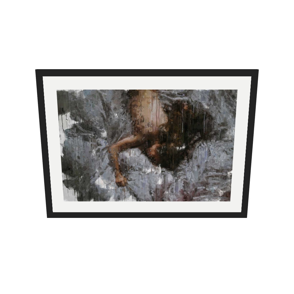 [ah-ar-v1:9410f419cb085ce101ceae84] Nude Impressionist Painting Art Print — 50 x 70 cm, black frame (AR scale)