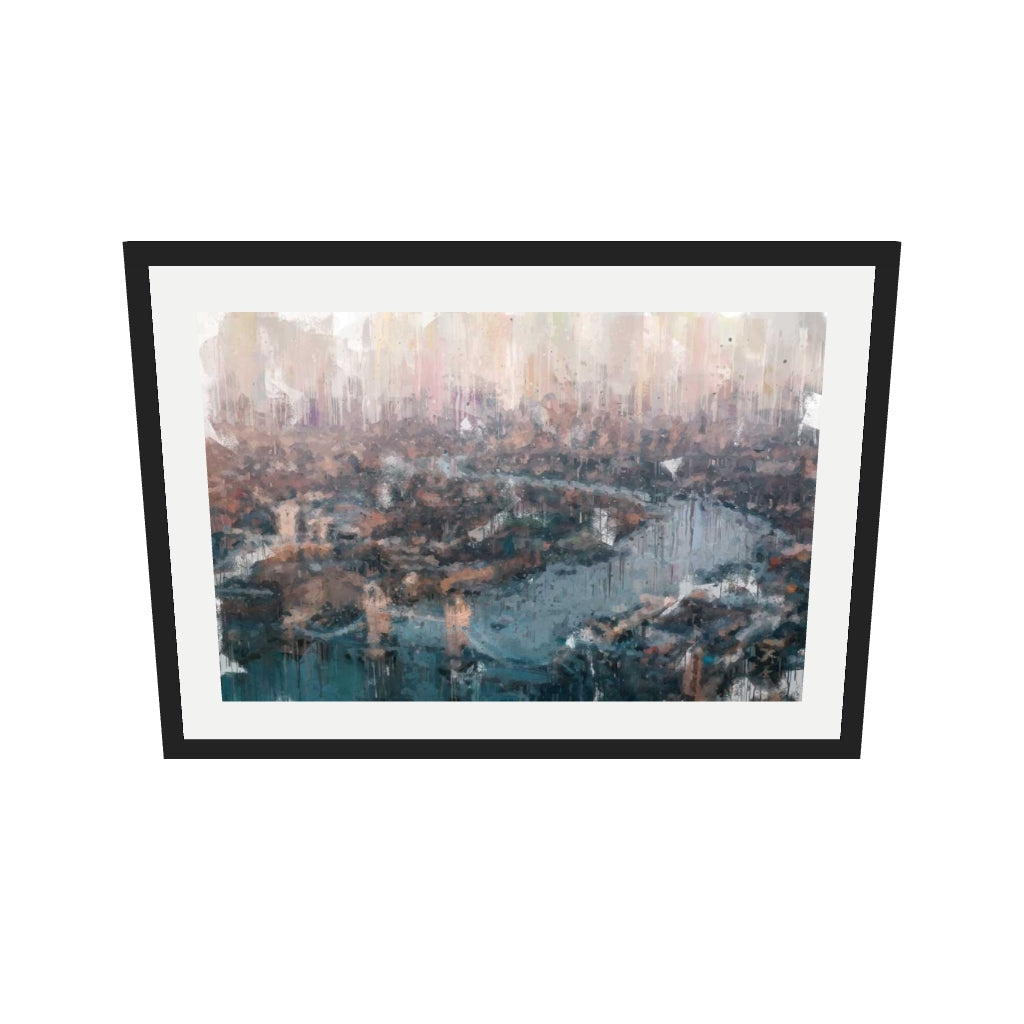 [ah-ar-v1:706ef0d8914065001cd6c02e] London Impressionist Painting Art Print — 50 x 70 cm, black frame (AR scale)