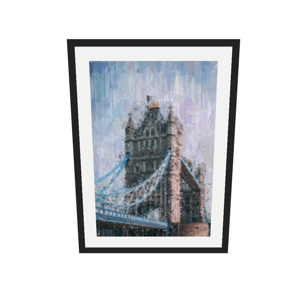[ah-ar-v1:89beb2d81c8bb5ea9e945dc5] Tower Bridge London Impressionist Art Print — 50 x 70 cm, black frame (AR scale)