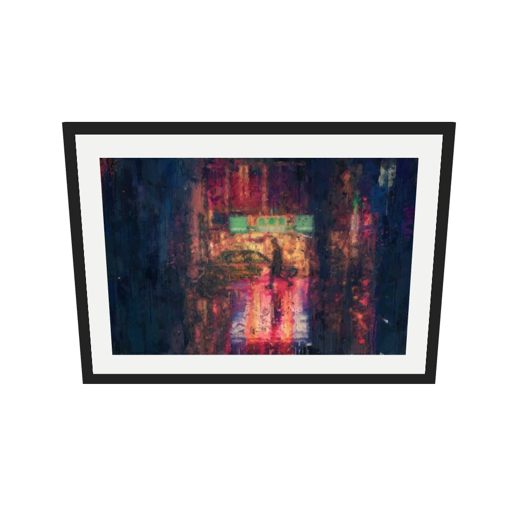 [ah-ar-v1:d36ce2057dc13f97c642c0e1] New York City At Night Impressionist Art Print — 50 x 70 cm, black frame (AR scale)
