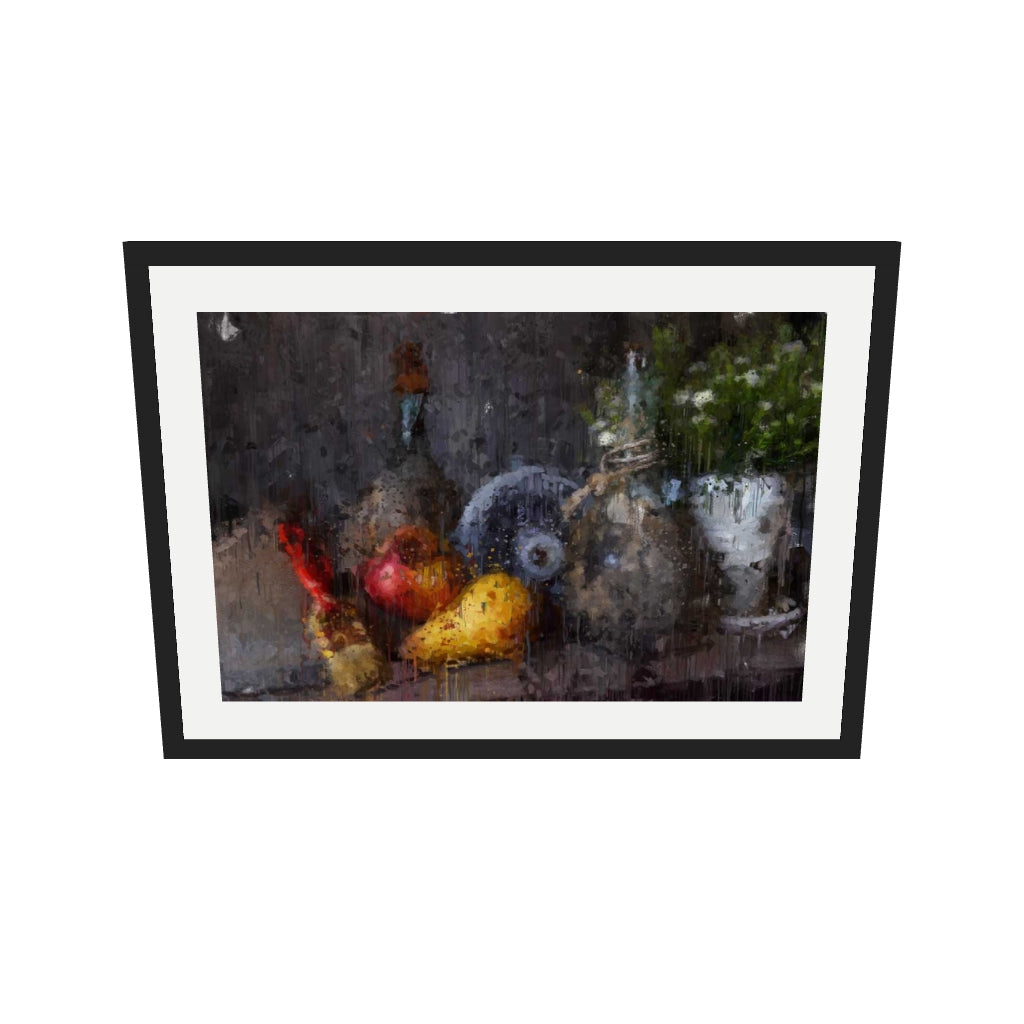 [ah-ar-v1:0a7fe2b1fd5003e2d22a0c56] Still Life Impressionist Art Print — 50 x 70 cm, black frame (AR scale)