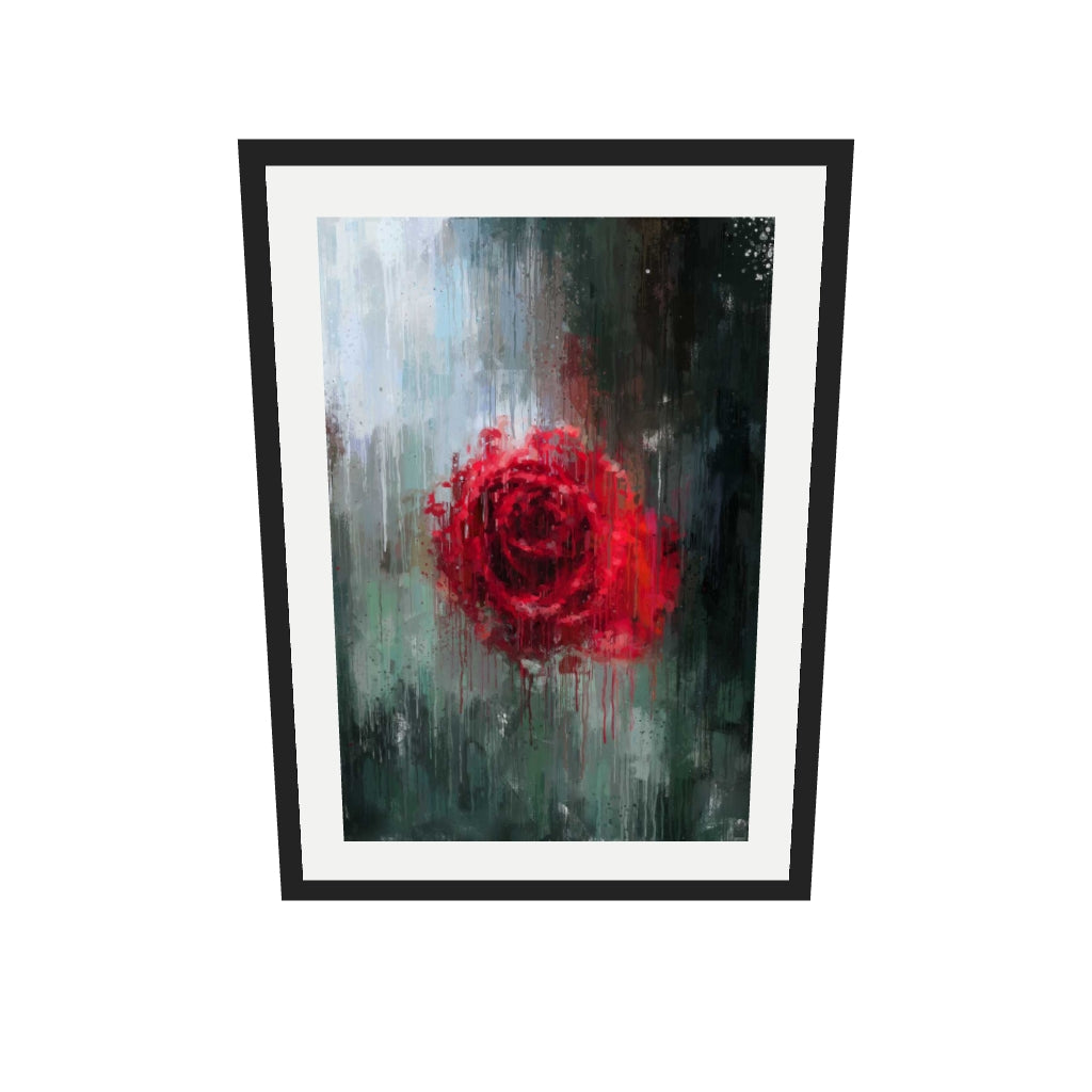 [ah-ar-v1:099a2d63f09474f1db16f604] The Red Rose Impressionist Flowers Art Print — 50 x 70 cm, black frame (AR scale)