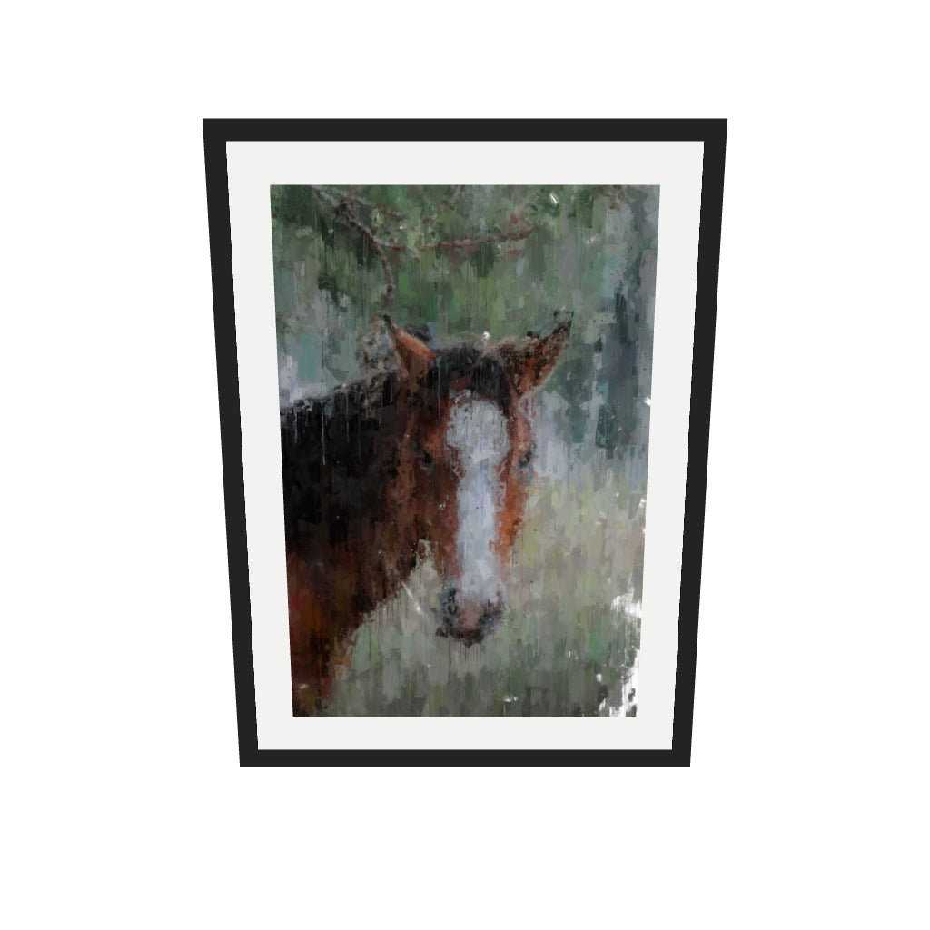 [ah-ar-v1:6cbea342d2fb4f66299b2335] Horse Art Print — 50 x 70 cm, black frame (AR scale)