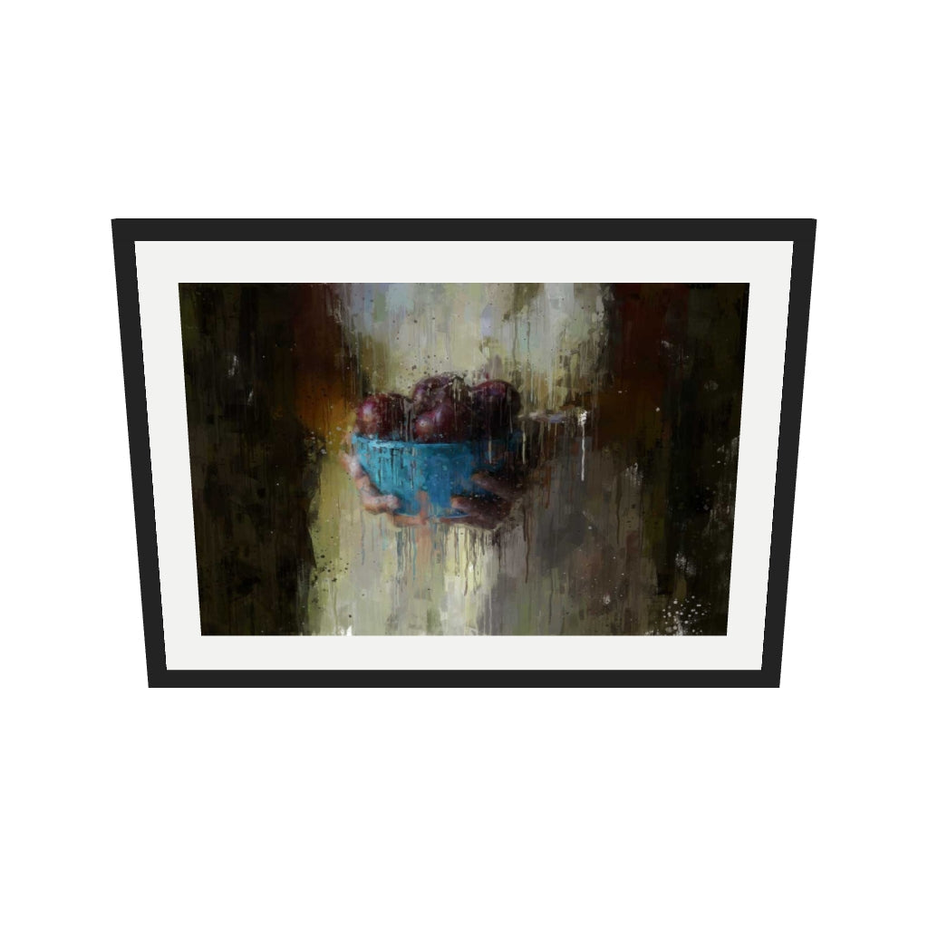 [ah-ar-v1:67b7763b1e2b8c92b10f1f37] Fruit Still Life Art Print — 50 x 70 cm, black frame (AR scale)