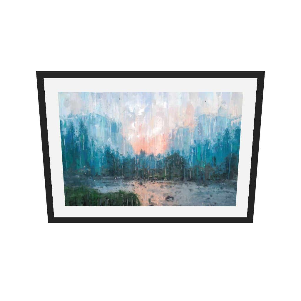 [ah-ar-v1:72fb7fbd05992ddb3ef8aad0] Sunset Landscape Art Print — 50 x 70 cm, black frame (AR scale)