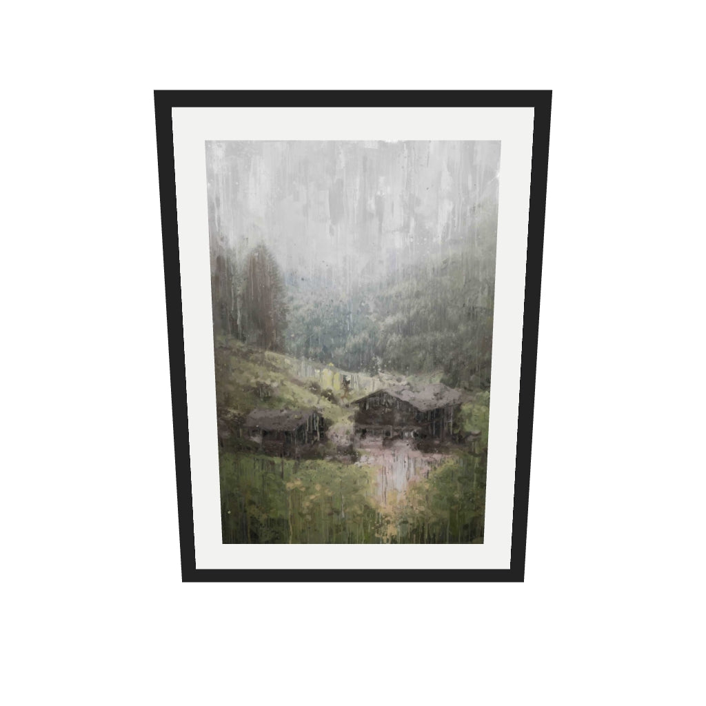 [ah-ar-v1:68edd9c3986bbca5f3063c4c] House On The Hill Art Print — 50 x 70 cm, black frame (AR scale)