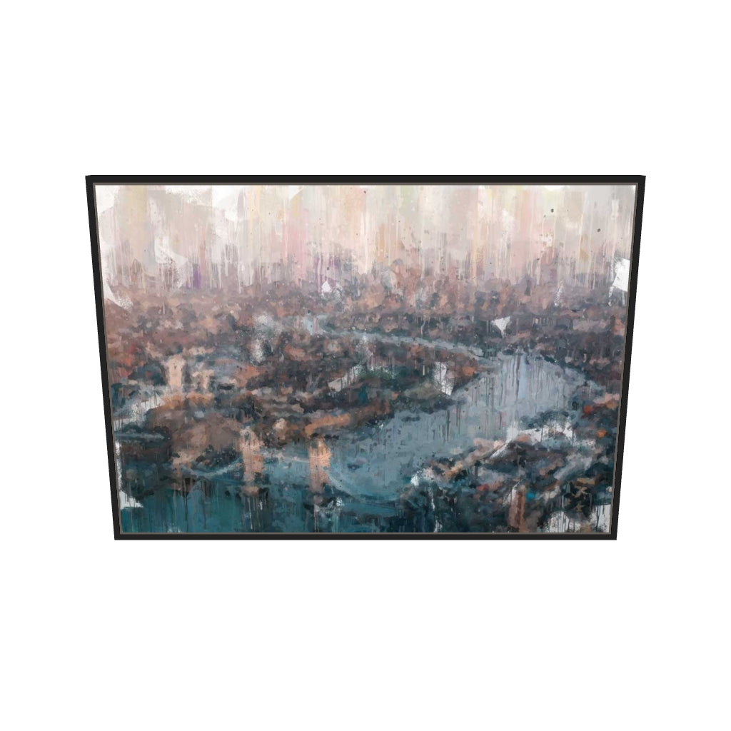 [ah-ar-v1:bf2e0400de739a0ef8923770] River Thames London Canvas Art — 70 x 100 cm, black frame (AR scale)