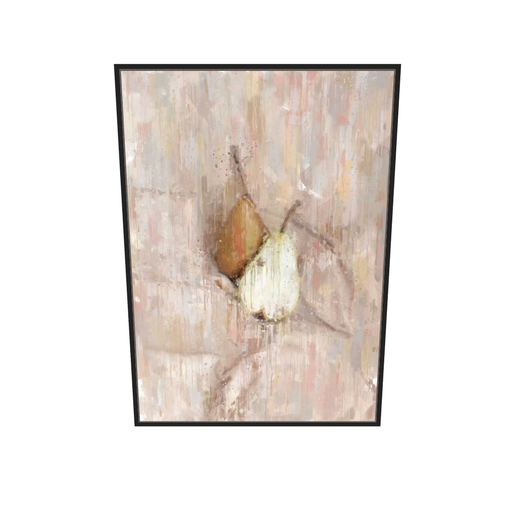 [ah-ar-v1:59ddc2e57ea125e9705566a3] Pears Still Life Painting Canvas Art — 70 x 100 cm, black frame (AR scale)