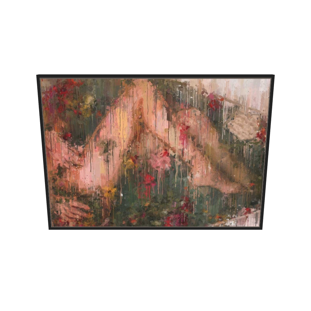 [ah-ar-v1:276365ac245c42a0123b3324] Nude Fine Art Impressionist Painting Canvas Art — 70 x 100 cm, black frame (AR scale)