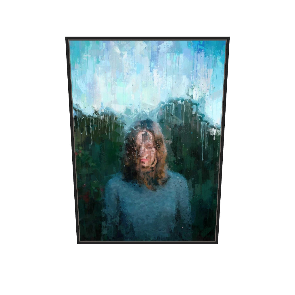 [ah-ar-v1:ab42c9e5ef3e1dbdbc2f638e] Woman Standing Portrait Canvas Art — 70 x 100 cm, black frame (AR scale)