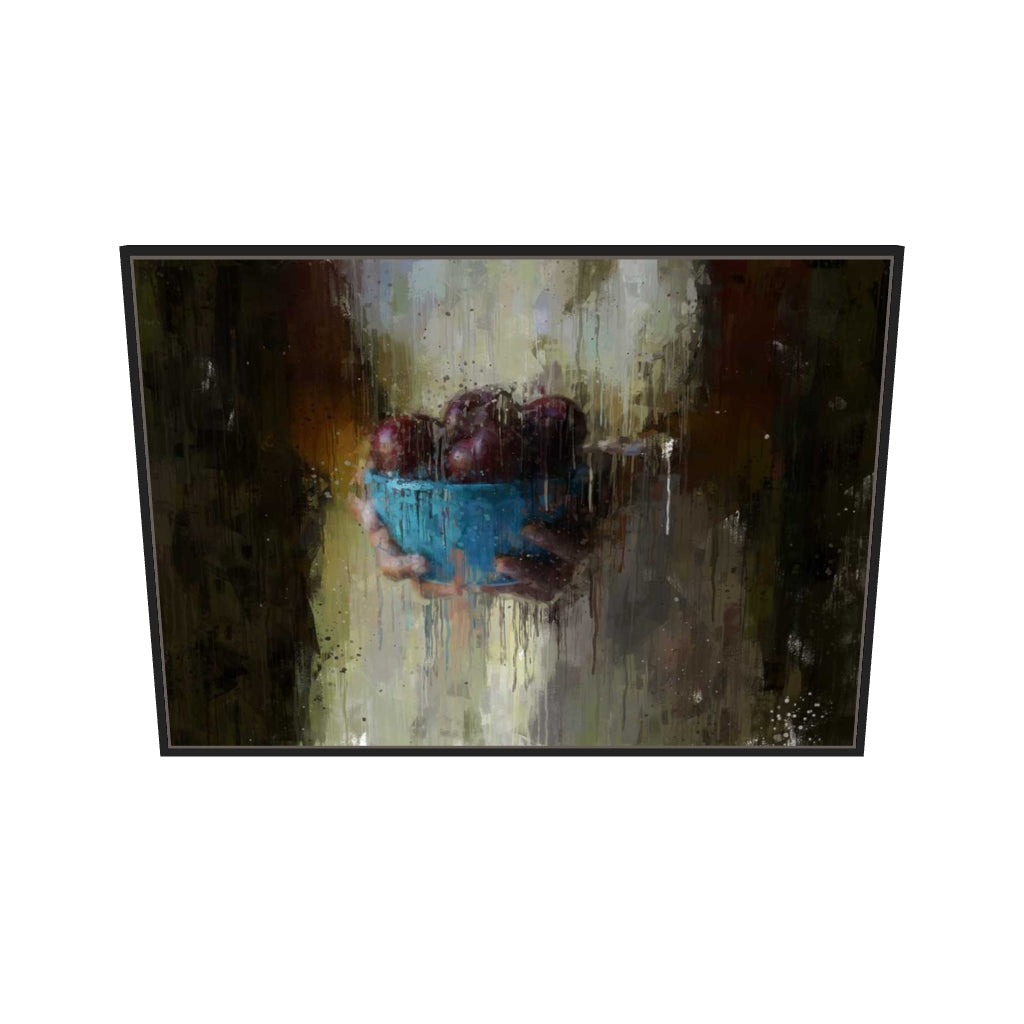 [ah-ar-v1:c9104b27e03b6a1db35fee98] Fruit Oil Painting Canvas Art — 70 x 100 cm, black frame (AR scale)