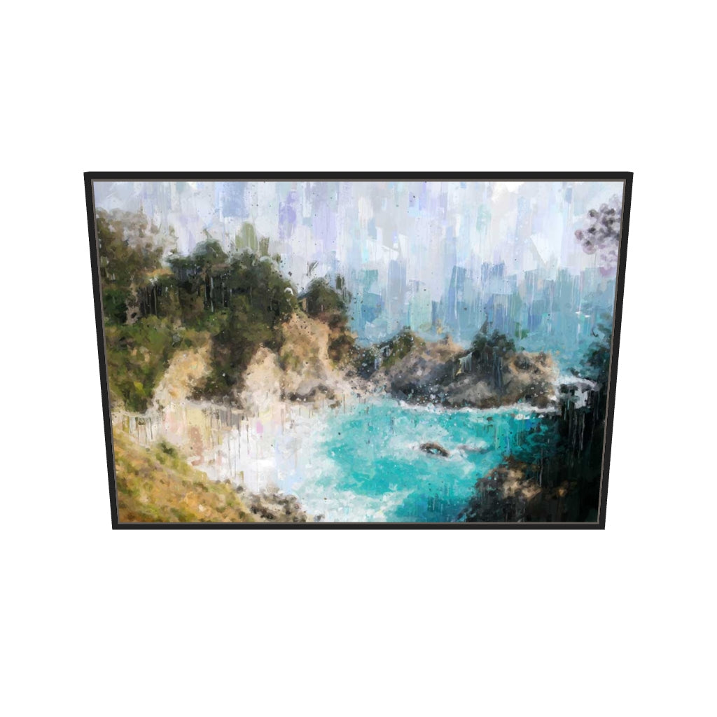 [ah-ar-v1:014d5d5d2500e66c1db6a64c] Sandy Bay Painting Canvas Art — 70 x 100 cm, black frame (AR scale)