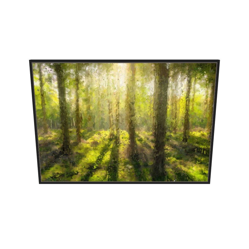 [ah-ar-v1:0a3232d17273ec7df4a06b0c] Sunrise Forest Landscape Canvas Art — 70 x 100 cm, black frame (AR scale)