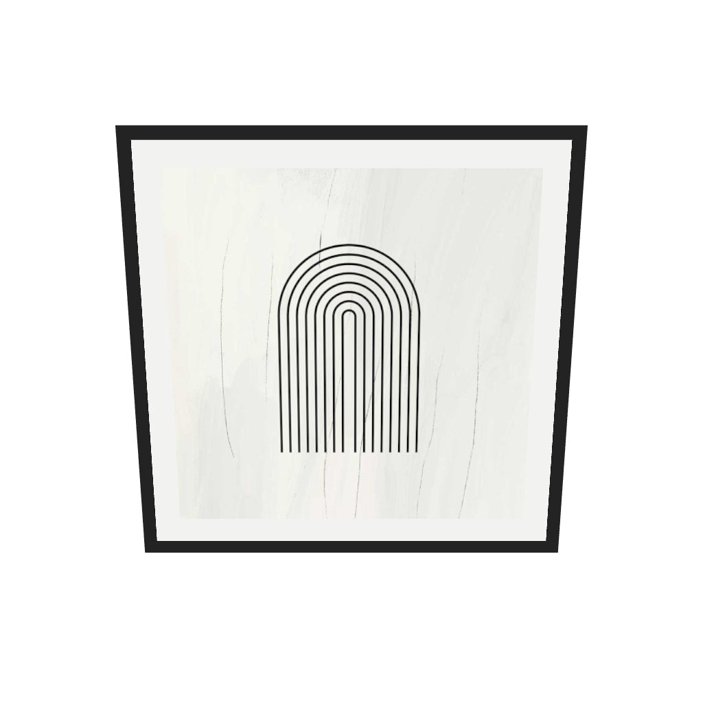 [ah-ar-v1:fd373e3c7dfb11ad81e5ec22] Retro Lines Beige Art Print — 70 x 70 cm, black frame (AR scale)