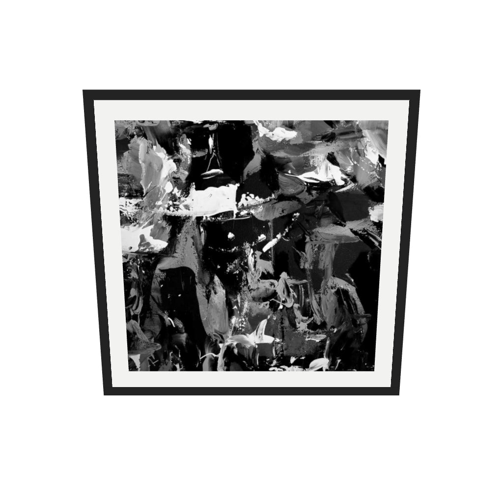 [ah-ar-v1:694493b0d7a2f5f105e78338] Black Abstraction III Art Print — 70 x 70 cm, black frame (AR scale)