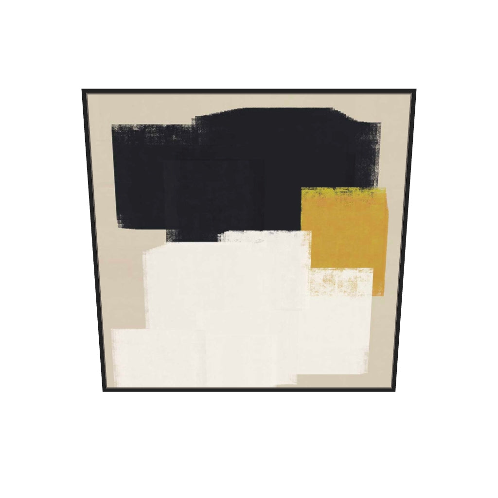 [ah-ar-v1:d9e76cb643befe1f9d1a012f] Dimensional Abstract I Canvas Art Print — 100 x 100 cm, black frame (AR scale)