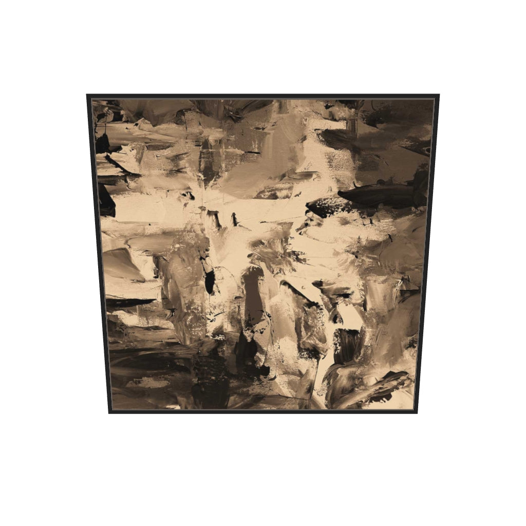 [ah-ar-v1:f92abbe5cb59d3feabd3f9f3] Sepia Brown Minimal Canvas Art Print — 100 x 100 cm, black frame (AR scale)