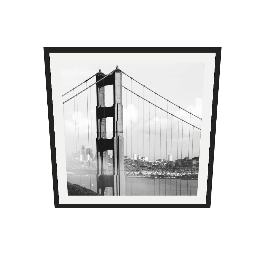 [ah-ar-v1:40a34597912d4060db421326] Golden Gate Bridge Art Print — 70 x 70 cm, black frame (AR scale)