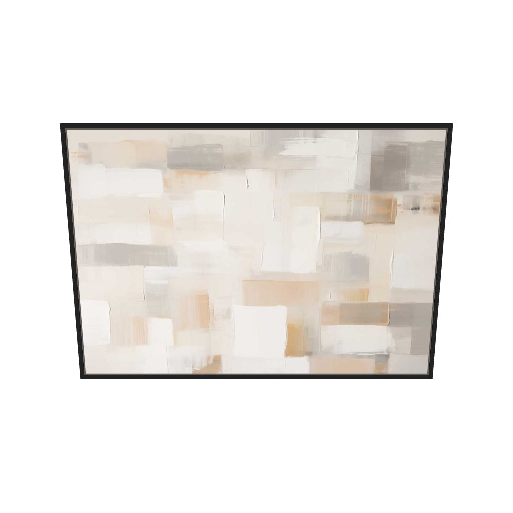 [ah-ar-v1:79d8840d263c36a10e65b3f0] Patchwork Beige Canvas Art — 70 x 100 cm, black frame (AR scale)