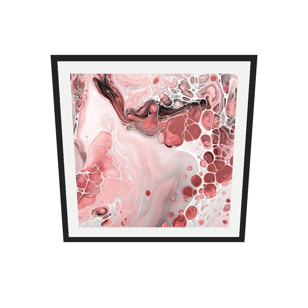 [ah-ar-v1:016ddb0b15d719364b6f1da0] Pink Abstract Marble III Art Print — 70 x 70 cm, black frame (AR scale)