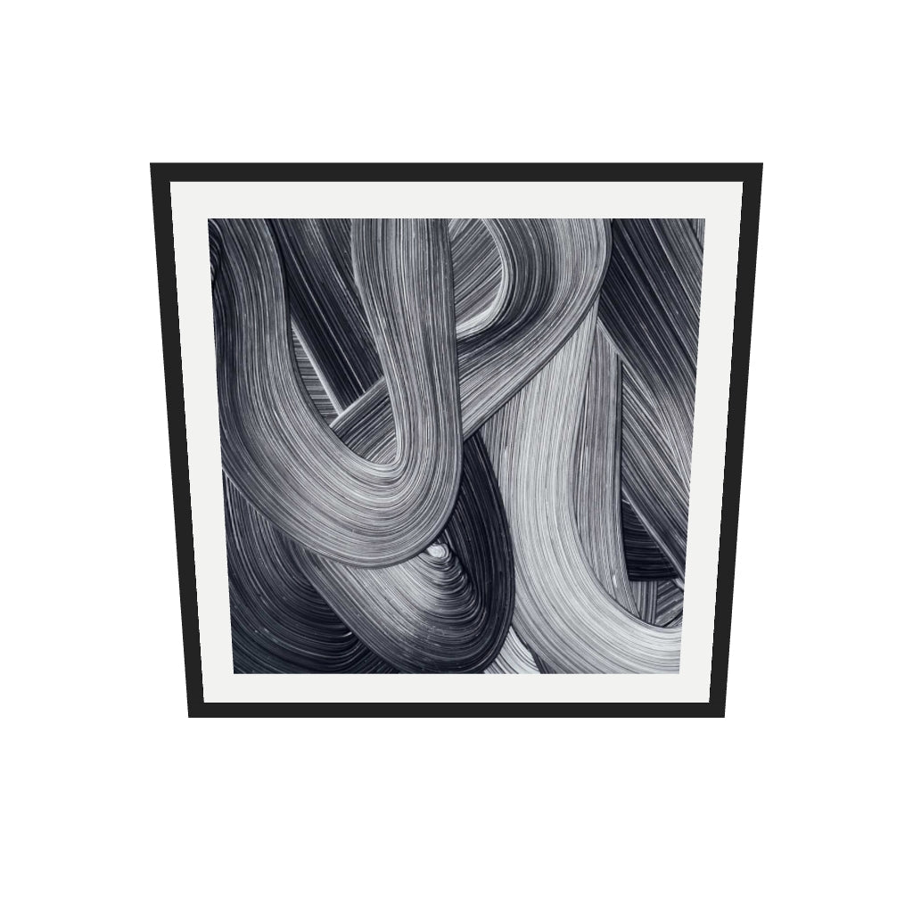 [ah-ar-v1:9155786fff4187d968d50189] Monochrome Swirl Art Print — 70 x 70 cm, black frame (AR scale)