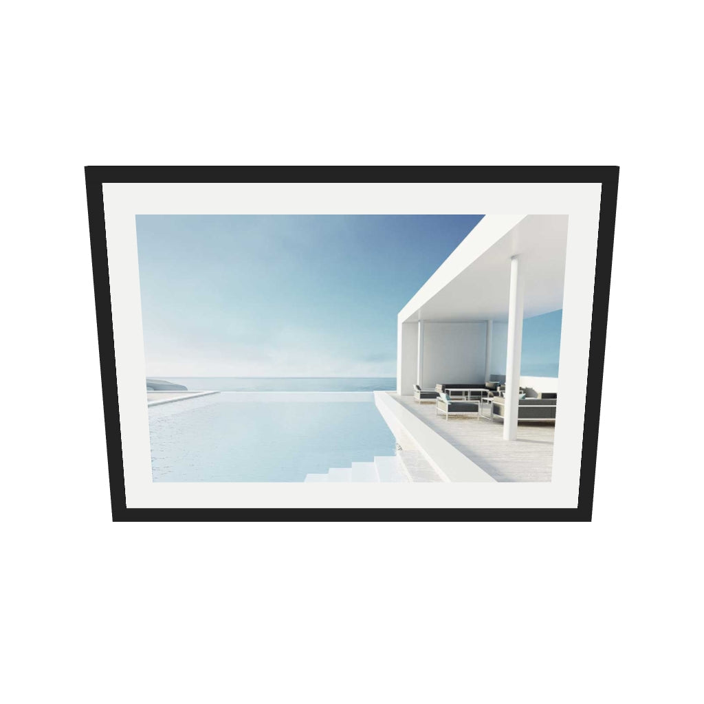 [ah-ar-v1:c101074320be85ef5aae8967] Infinity Pool Wall Art Print — 50 x 70 cm, black frame (AR scale)