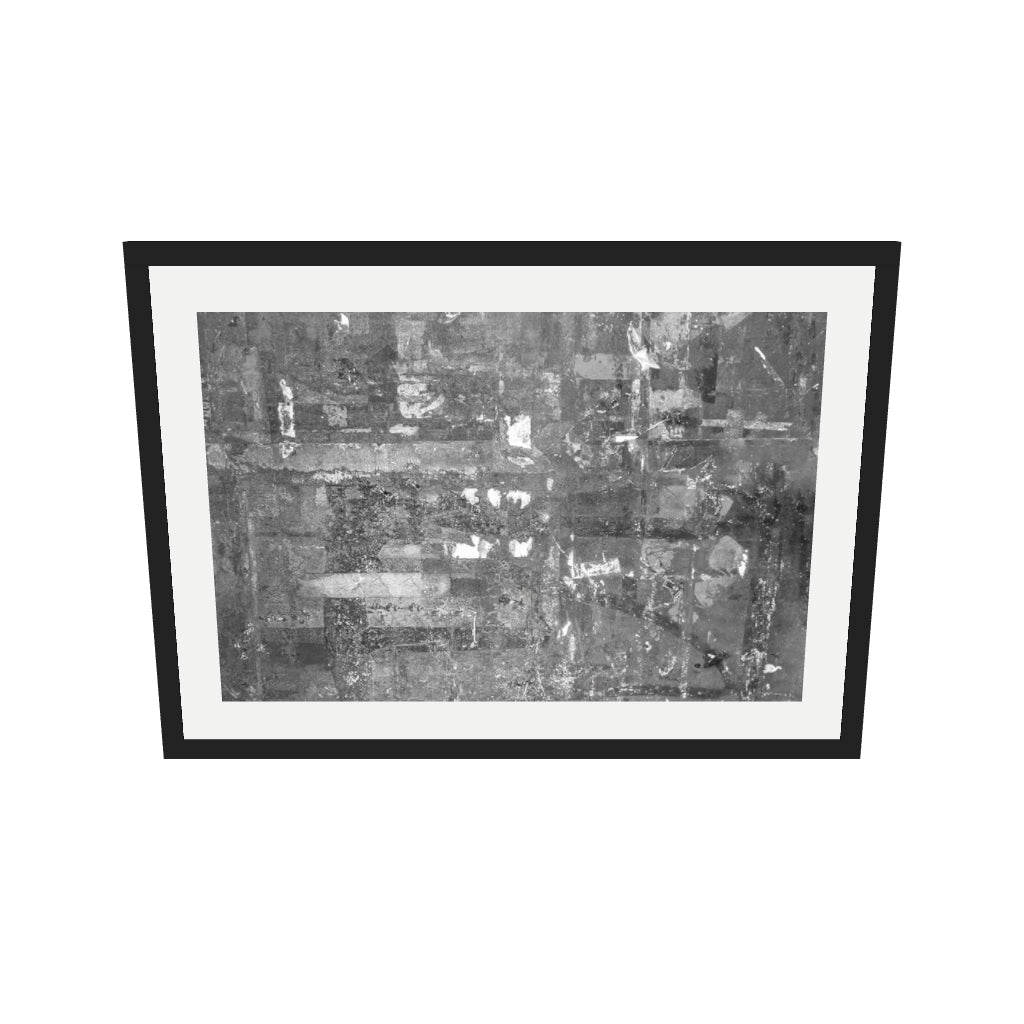 [ah-ar-v1:c9c78c4e03a817eecdfb1044] Grey Abstract Collage Art Print — 50 x 70 cm, black frame (AR scale)