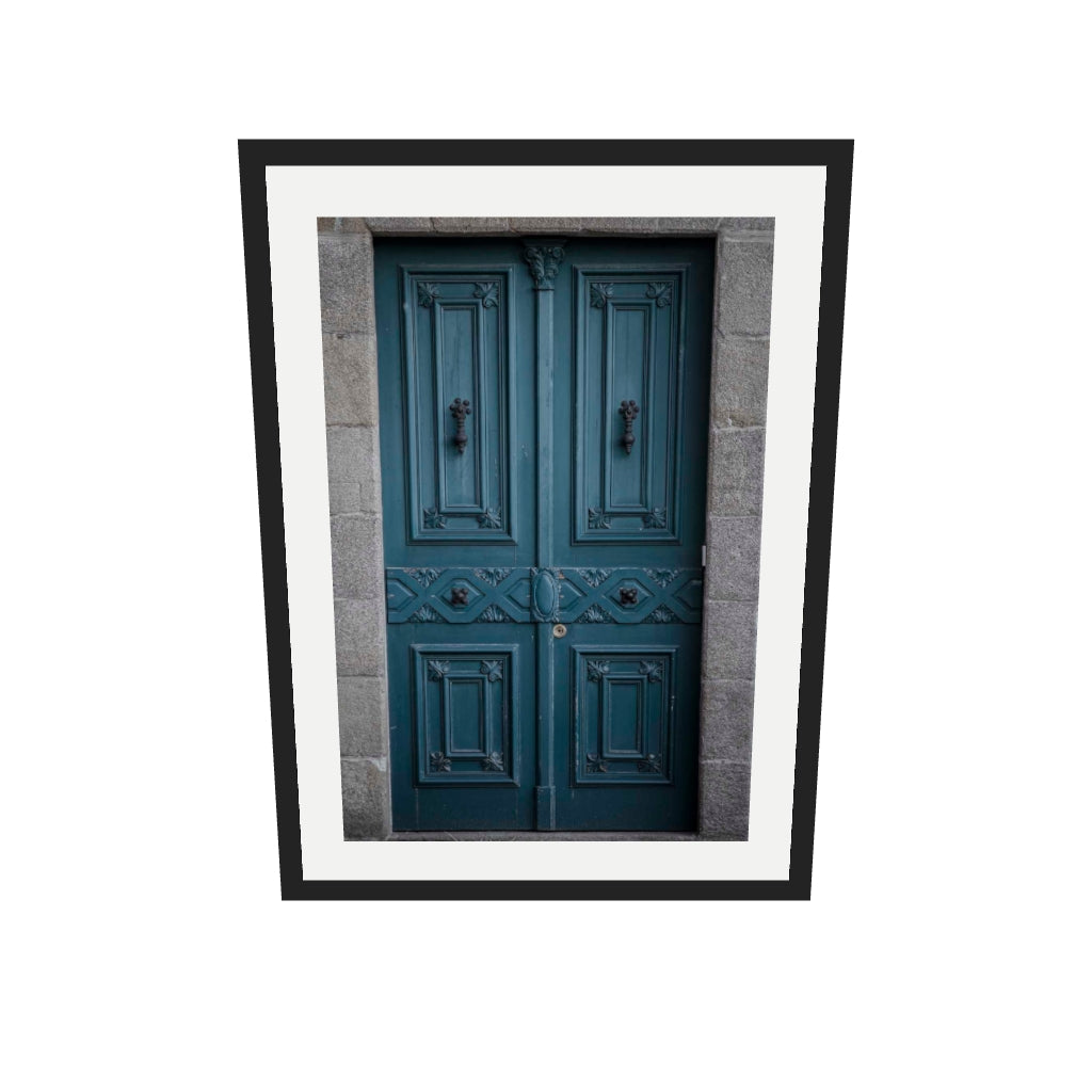 [ah-ar-v1:5c2d89eaf833c12afc4932e9] Blue Door Art Print — 50 x 70 cm, black frame (AR scale)